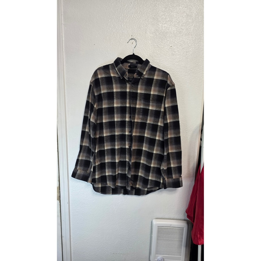 Pendleton Mason Flannel Shirt Mens Large Black Tan Excellent